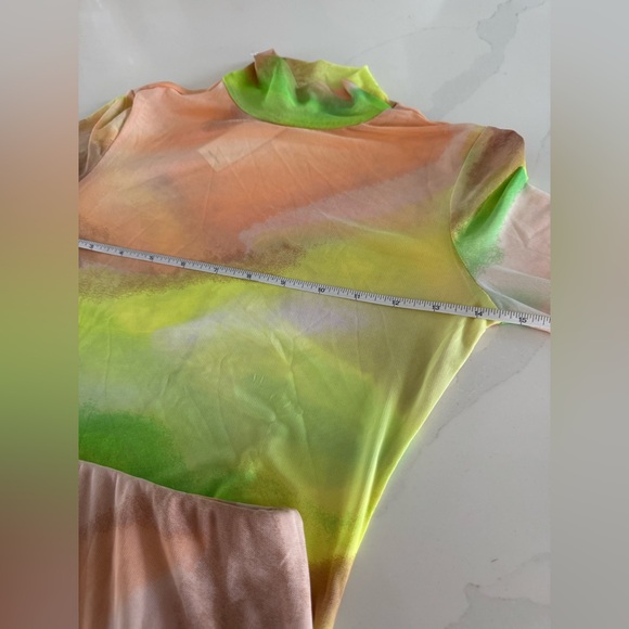 NWT | AFRM | Lynch Mesh Midi Skirt and Mock Neck Top Set In Lime Ombre | Sz XS - Picture 5 of 7